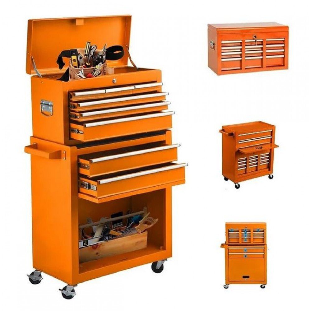 24.4'' W 8 -Drawer Stainless Steel Combination Set with Wheels