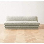 Plinth Armless Peppered Grey Boucle Sofa