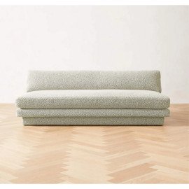 Plinth Armless Peppered Grey Boucle Sofa